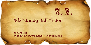 Nádasdy Nándor névjegykártya