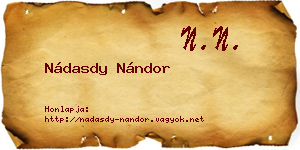 Nádasdy Nándor névjegykártya